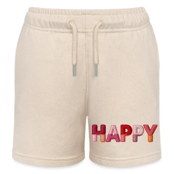 Happy Stoff Optik Typografie Trend - Kinder Organic Joggingshorts Mini Bolter von Stanley/Stella - Natur - Vorne