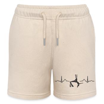 Vertical Scarf Heartbeat Aerial Acrobatics Aerial Silk - Kids Organic Sweat Shorts by Stanley/Stella - soft Ecru - Front