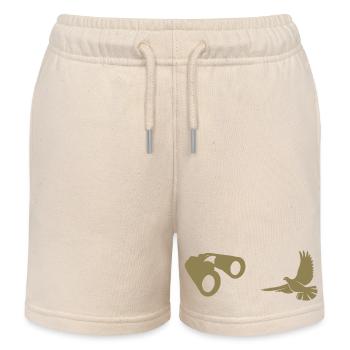 Minimalist Bird Watching Silhouette - Kids Organic Sweat Shorts by Stanley/Stella - soft Ecru - Front