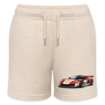 Rennwagengrafik im Speed-Style - Kinder Organic Joggingshorts Mini Bolter von Stanley/Stella - Natur - Vorne