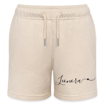 Leonora Surname First Name Decorative - Kids Organic Sweat Shorts by Stanley/Stella - soft Ecru - Front
