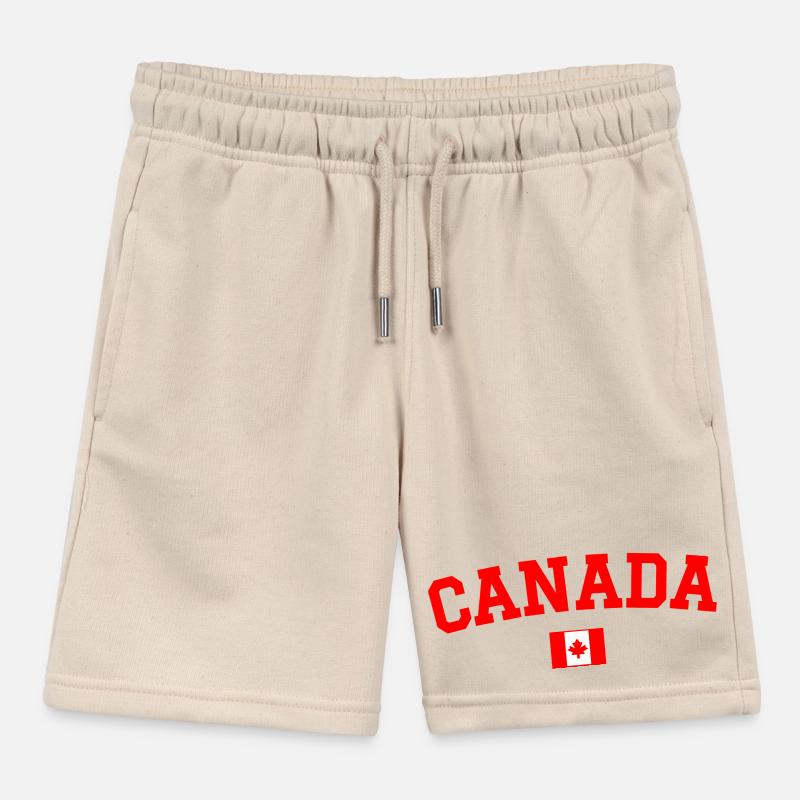 Canada Flag Design Red Kids Organic Sweat Shorts by Stanley/Stella