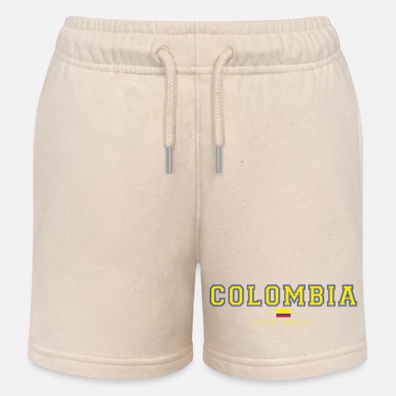 Look drapeau de style Columbia College - Short de jogging enfant bio Stanley/Stella - écru doux