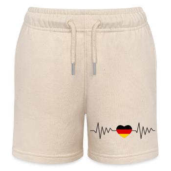 Germany Heartbeat ECG Football Fan Shirt - Kids Organic Sweat Shorts by Stanley/Stella - soft Ecru - Front