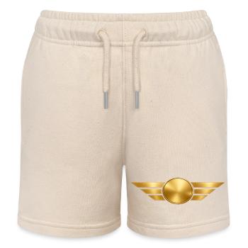 Goldenes Flügelemblem individuell personalisieren  - Kinder Organic Joggingshorts Mini Bolter von Stanley/Stella - Natur - Vorne
