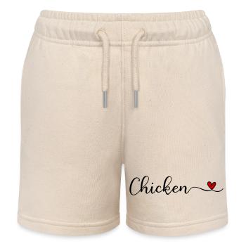 Chicken Heart - Kids Organic Sweat Shorts by Stanley/Stella - soft Ecru - Front