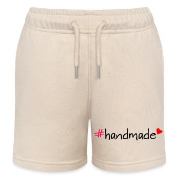 Handmade Hashtag Saying T-Shirt - Kids Organic Sweat Shorts by Stanley/Stella - soft Ecru - Front