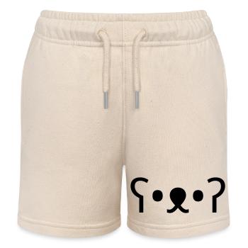 Kuma Bear ʕ•ᴥ•ʔ Cute Bear Emoticon - Kids Organic Sweat Shorts by Stanley/Stella - soft Ecru - Front