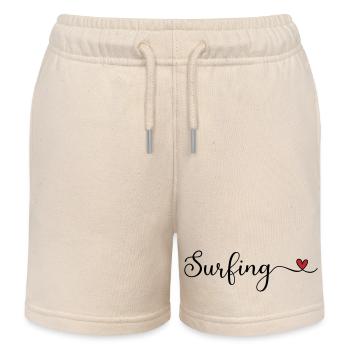 Surfing Heart Typografie - Kinder Organic Joggingshorts Mini Bolter von Stanley/Stella - Natur - Vorne