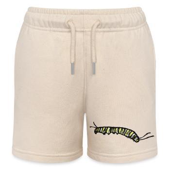 Striped Yellow Caterpillar - Kids Organic Sweat Shorts by Stanley/Stella - soft Ecru - Front