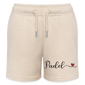 Padel Herz Design  - Kinder Organic Joggingshorts Mini Bolter von Stanley/Stella - Natur - Vorne