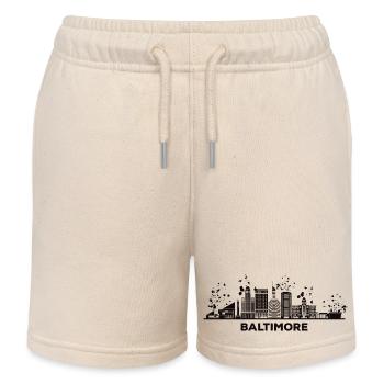Baltimorean Watercolor Skyline Baltimore - Kinder Organic Joggingshorts Mini Bolter von Stanley/Stella - Natur - Vorne