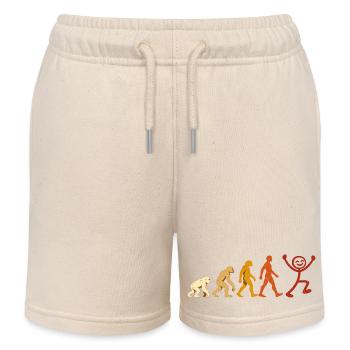 Evolution Mensch Freude Retro Design - Kinder Organic Joggingshorts Mini Bolter von Stanley/Stella - Natur - Vorne