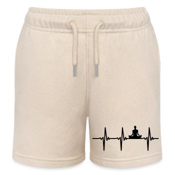 Heartbeat Yoga Vector - Kids Organic Sweat Shorts by Stanley/Stella - soft Ecru - Front