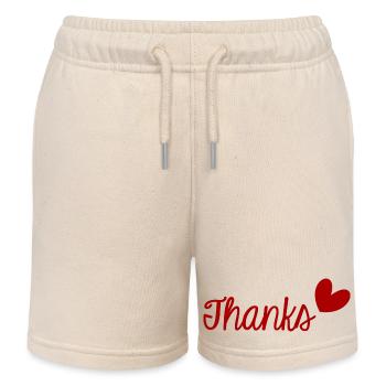 THANK YOU. THANKS. THANK YOU. ANNIVERSARY. BIRTH. - Kids Organic Sweat Shorts by Stanley/Stella - soft Ecru - Front