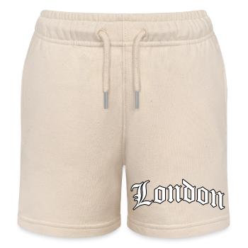 Classic London University Style Logo - Kids Organic Sweat Shorts by Stanley/Stella - soft Ecru - Front