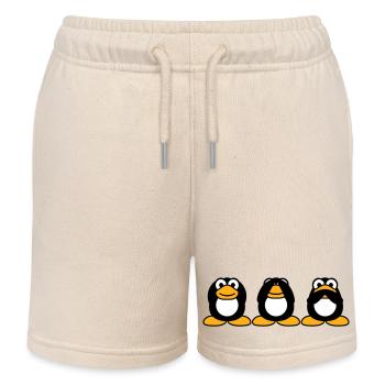 Drei weise Pinguine nichts sehen hören sagen Team - Kinder Organic Joggingshorts Mini Bolter von Stanley/Stella - Natur - Vorne