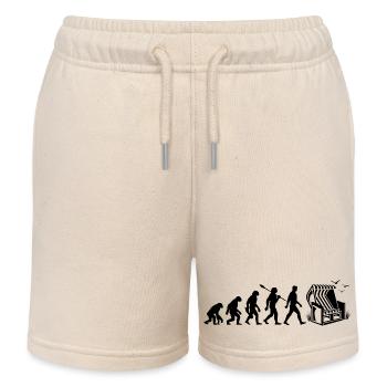 Evolution - Beach chair - Holiday - Sea - Seagulls - Kids Organic Sweat Shorts by Stanley/Stella - soft Ecru - Front