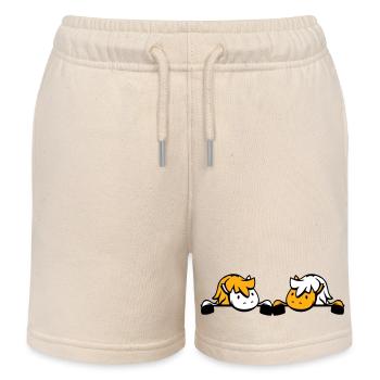 2 Horses Team Hidden Behind Fence Wall Friend - Kids Organic Sweat Shorts by Stanley/Stella - soft Ecru - Front