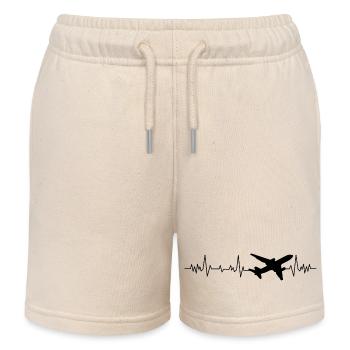 Battement de cœur avion - Short de jogging enfant bio Stanley/Stella - écru doux - Devant