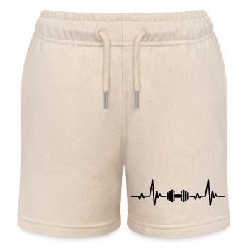 Weightlifting Heartbeat - Kids Organic Sweat Shorts by Stanley/Stella - soft Ecru - Front