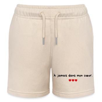 À jamais dans mon coeur - idée cadeau couple - Short de jogging enfant bio Stanley/Stella - écru doux - Devant