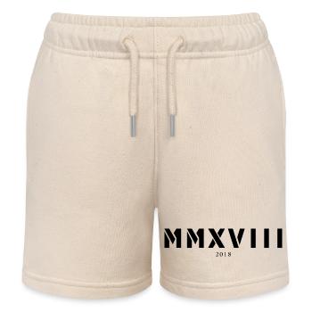 Römische Zahl Geburtsjahr Made in 2018 - Kinder Organic Joggingshorts Mini Bolter von Stanley/Stella - Natur - Vorne