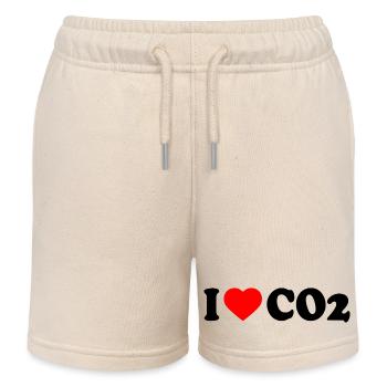 I love co2 - Kids Organic Sweat Shorts by Stanley/Stella - soft Ecru - Front