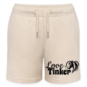 Tinker Love Heart Horse Head - Kids Organic Sweat Shorts by Stanley/Stella - soft Ecru - Front