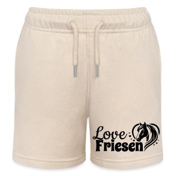 Beading Love Heart Horse Head - Kids Organic Sweat Shorts by Stanley/Stella - soft Ecru - Front