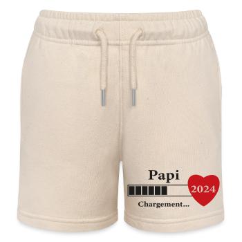 papi - futur papi chargement - Short de jogging enfant bio Stanley/Stella - écru doux - Devant