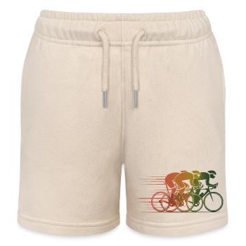 Vintage Rennradfahrer - Kinder Organic Joggingshorts Mini Bolter von Stanley/Stella - Natur - Vorne
