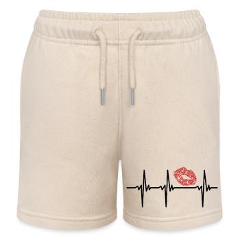 Herzschlag für Kussmund Pärchen Lippen Abenteuer - Kinder Organic Joggingshorts Mini Bolter von Stanley/Stella - Natur - Vorne