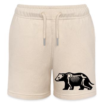 Skeleton Bear - Kids Organic Sweat Shorts by Stanley/Stella - soft Ecru - Front
