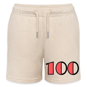 100. 100 YEARS. 100th ANNIVERSARY. HAPPY BIRTHDAY - Kids Organic Sweat Shorts by Stanley/Stella - soft Ecru - Front