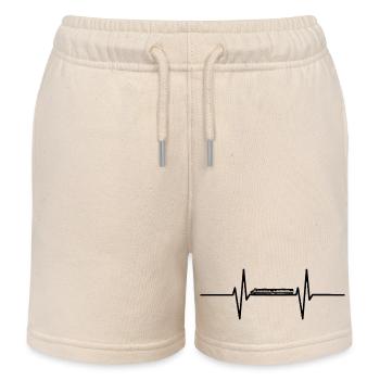 Heartbeat with train / locomotive - Kids Organic Sweat Shorts by Stanley/Stella - soft Ecru - Front