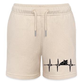 Herzschlag für kleine liebe Hauskatzen - Kinder Organic Joggingshorts Mini Bolter von Stanley/Stella - Natur - Vorne