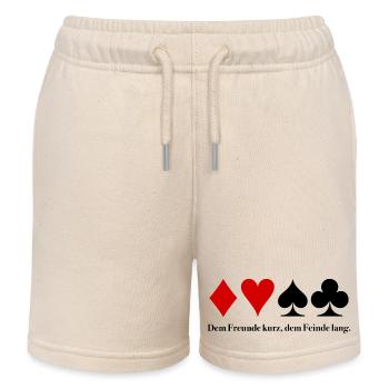 Dem Freunde kurz, dem Feinde lang – Skat Spruch - Kinder Organic Joggingshorts Mini Bolter von Stanley/Stella - Natur - Vorne