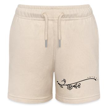 Curved Line Flowers - Kids Organic Sweat Shorts by Stanley/Stella - soft Ecru - Front