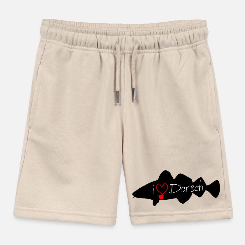i Love Cod Black Kids Organic Sweat Shorts by Stanley/Stella
