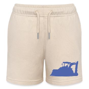 Excavator operator and construction equipment operator Silhouette – - Kids Organic Sweat Shorts by Stanley/Stella - soft Ecru - Front