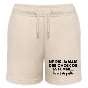 Ne ris jamais des choix de ta femme ! - Short de jogging enfant bio Stanley/Stella - écru doux - Devant