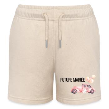 La future mariée - voiture mariage - Short de jogging enfant bio Stanley/Stella - écru doux - Devant