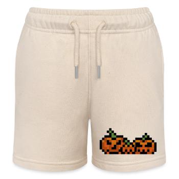 Pixel Kürbis Retro 8Bit Design - Kinder Organic Joggingshorts Mini Bolter von Stanley/Stella - Natur - Vorne