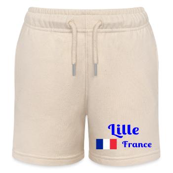 Lille France- Imprimés élégants - Short de jogging enfant bio Stanley/Stella - écru doux - Devant