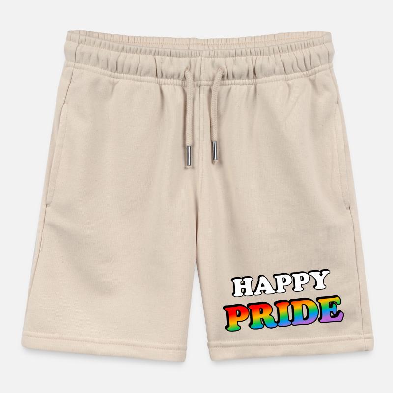Pride Rainbow Text Design Kids Organic Sweat Shorts by Stanley/Stella
