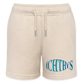 Ichthys Jesus Fisch – Symbol des Glaubens - Kinder Organic Joggingshorts Mini Bolter von Stanley/Stella - Natur - Vorne