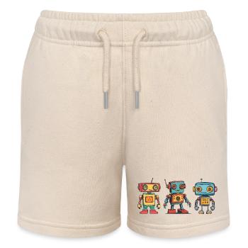 Nostalgische Retro Roboter Illustration - Kinder Organic Joggingshorts Mini Bolter von Stanley/Stella - Natur - Vorne