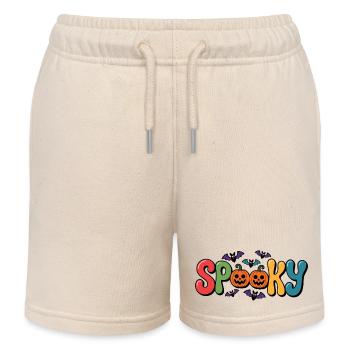 Spooky Halloween Kürbis bunte Schrift - Kinder Organic Joggingshorts Mini Bolter von Stanley/Stella - Natur - Vorne