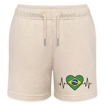 Brésil Heartbeat Ligne Drapeau Amour Voyage Design - Short de jogging enfant bio Stanley/Stella - écru doux - Devant